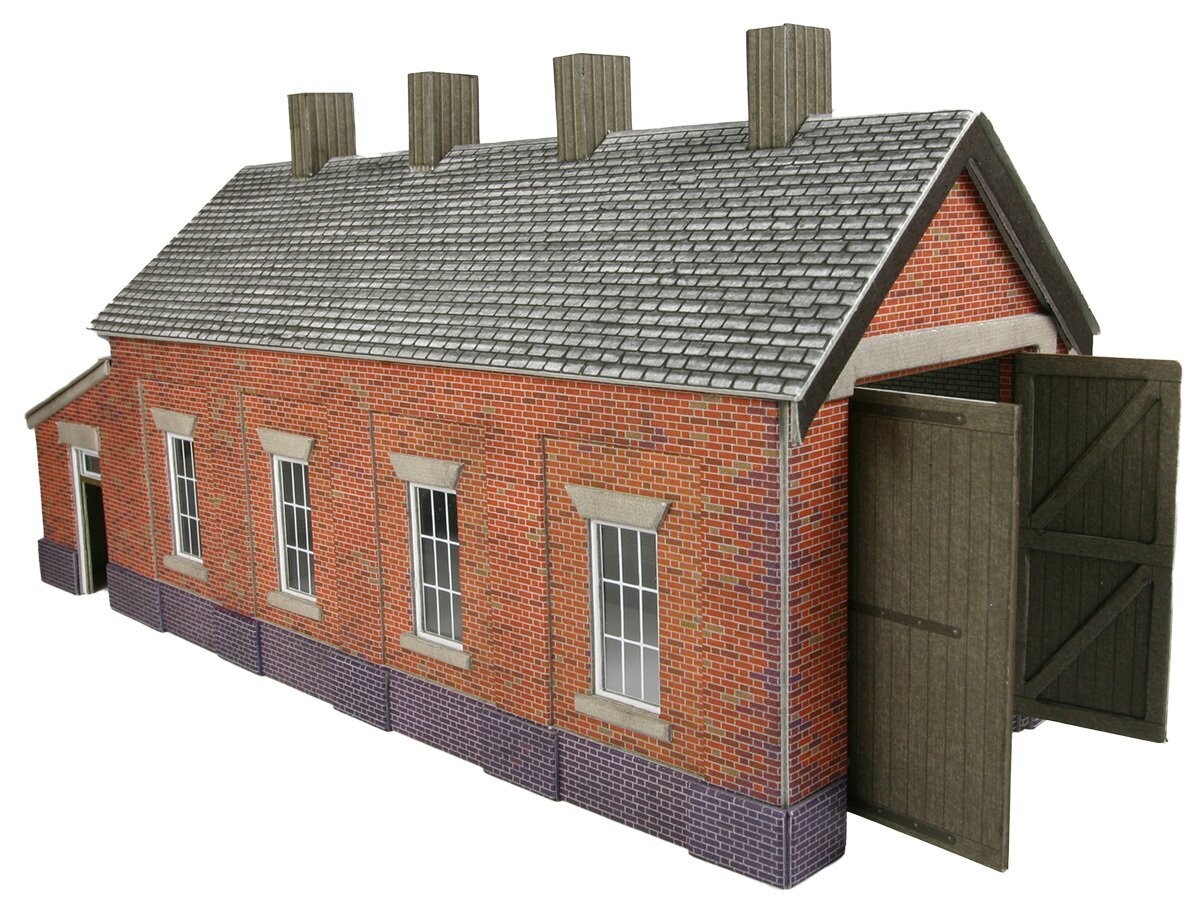 Metcalfe PO331 OO/HO Scale Red Brick Single Track Engine Shed Card Kit