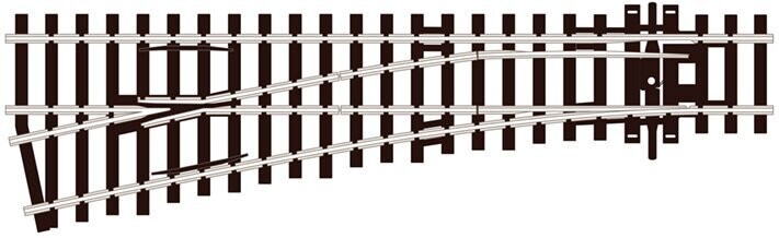 Peco SL-E92 Turnout, Small Radius, Left Hand (Electrofrog) Code 100 OO/HO Gauge