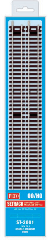 Peco ST-2001 Double Straight 335mm (Pack of 8) Code 100 OO/HO Gauge