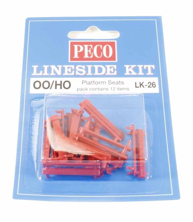 Peco LK-26 Platform Seats, Red OO/HO Gauge 12 PCS