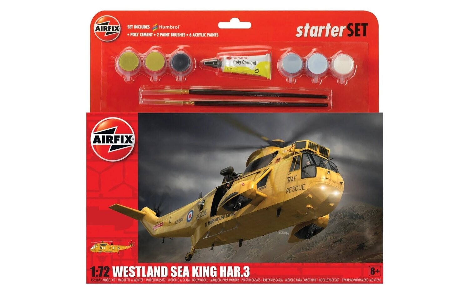 Airfix A55307B Large Starter Set - Westland Sea King HAR.3 1:72 Scale Plastic Model Kit