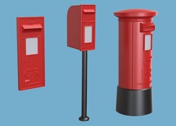 Modelscene by Peco 5044 Post Boxes Kit 6pcs OO/HO Gauge