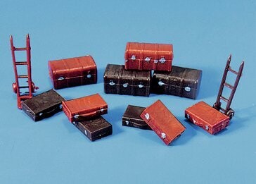 Modelscene by Peco 5062 Trunks, Suitcases and Trolley 'Sack Truck' Kit OO/HO Gauge