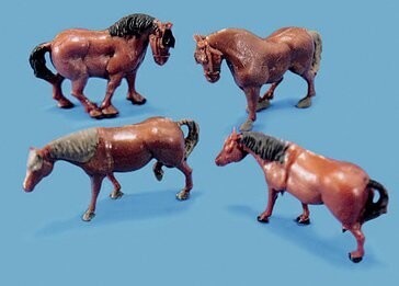 Modelscene by Peco 5105 Horses and Ponies Figures 4pcs OO/HO Gauge