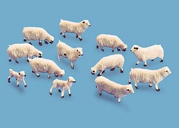 Modelscene by Peco 5110 Sheep and Lambs Figures 12pcs OO/HO Gauge