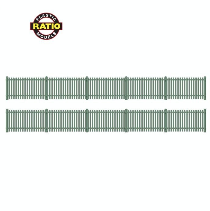 Ratio 431 Straight Station Fencing Green Kit OO/HO Gauge