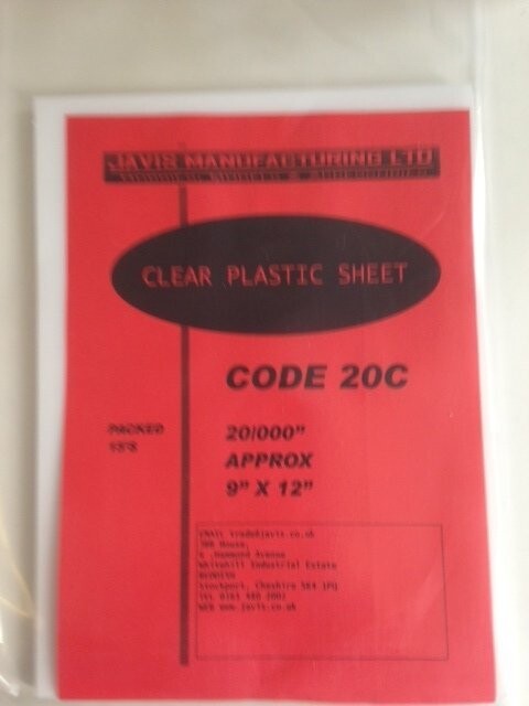 Javis 20C 9" X 12" Clear Plastic Sheet/Card 0.020" (0.50mm) Thickness