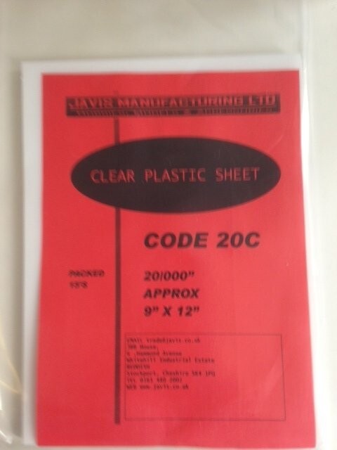 Javis 20C  9" X 12" Clear Plastic Sheet/Card 0.020" (0.50mm) Thickness