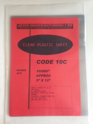 Javis 10C 9" X 12" Clear Plastic Sheet/Card 0.010" (0.25mm) Thickness