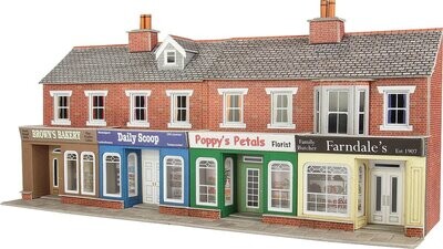 Metcalfe PO272 OO/HO Scale Low Relief Red Brick Shop Fronts Card Kit