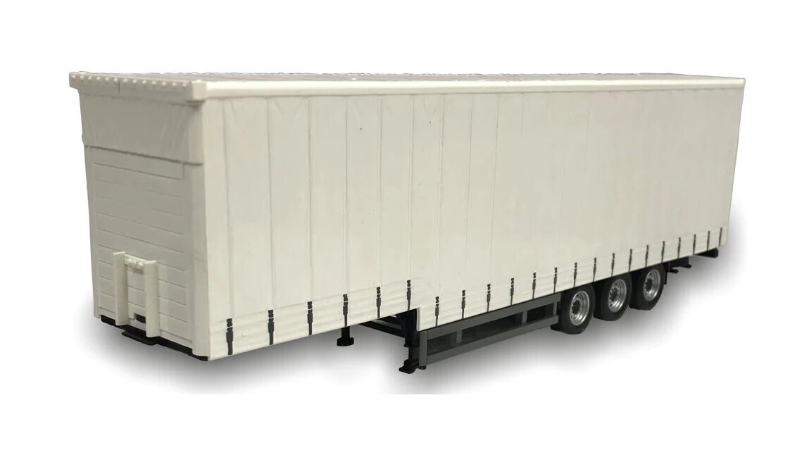 Cararama CR049 Stepped Curtainside Trailer White 1:50 Scale Diecast Model