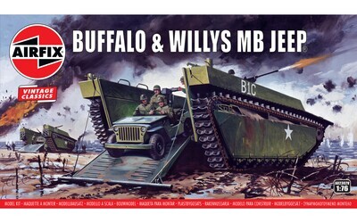Airfix A02302V Buffalo & Willys MB Jeep 1:76 Scale Plastic Model Kit