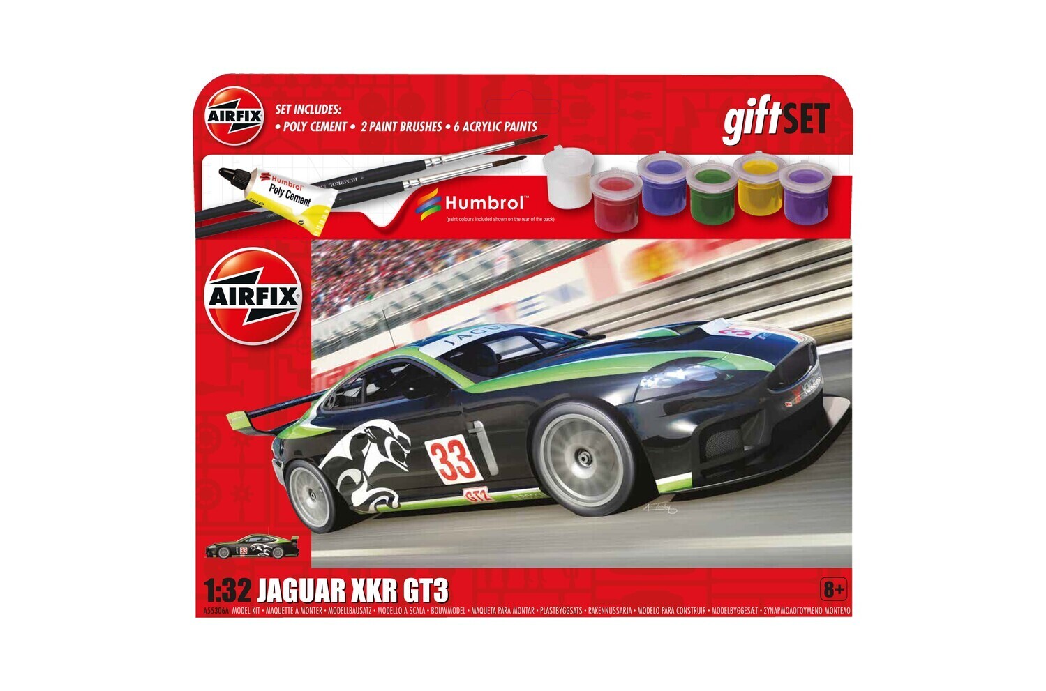 Airfix A55306A Gift Set - Jaguar XKR GT3 1:32 Scale Plastic Model Kit