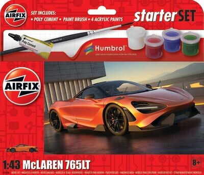 Airfix A55006 Starter Set - McLaren 765LT 1:43 Scale Plastic Model Kit
