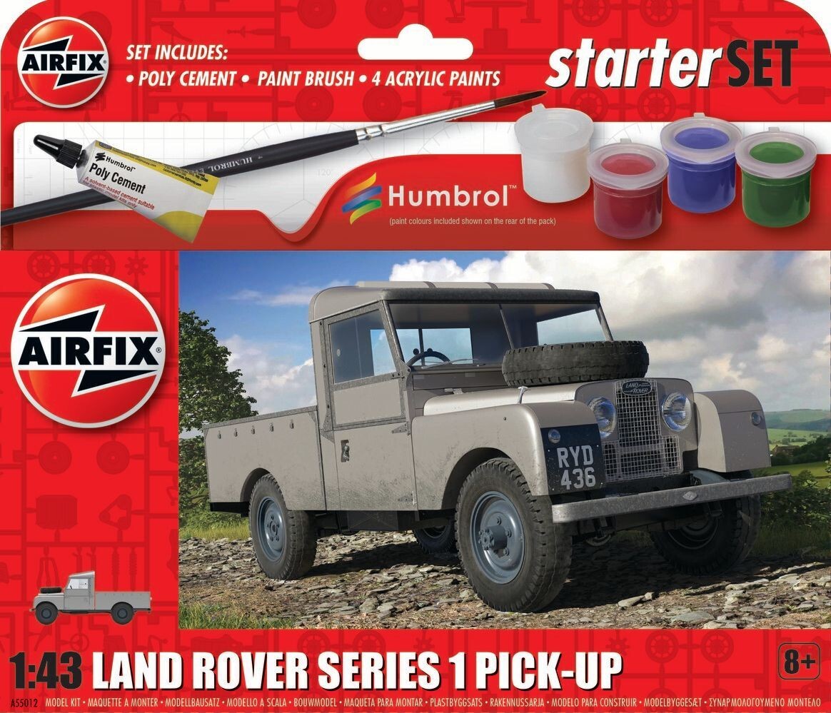 Airfix A55012 Starter Set - Land Rover Series 1 Pick-Up 1:43 Scale Plastic Model Kit