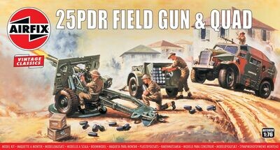 Airfix A01305V 25PDR Field Gun & Quad 1:76 Scale Plastic Model Kit