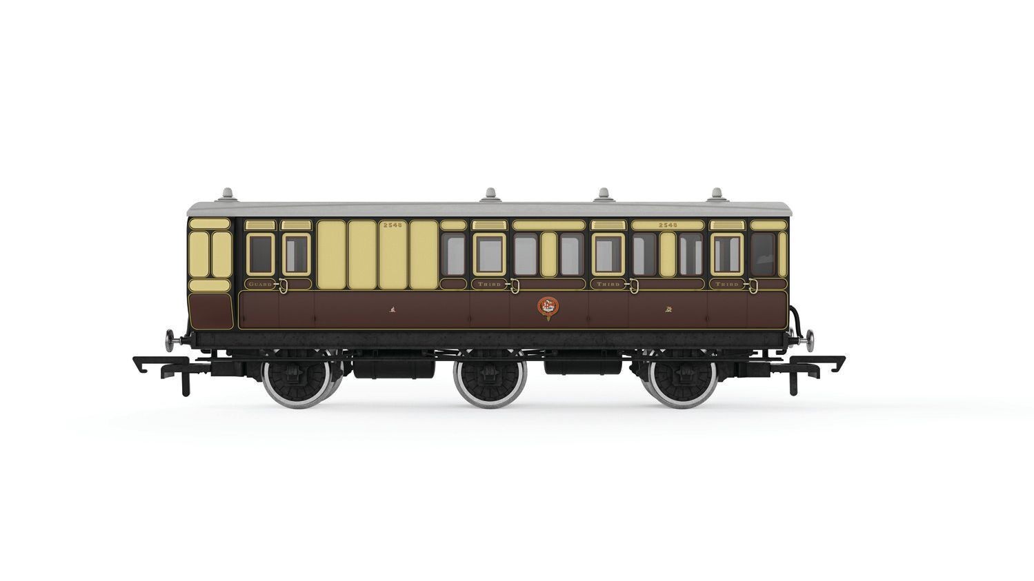 Hornby R40308 GWR, 6 Wheel Coach, 3rd Class, 2548 - Era 2/3