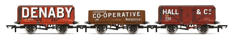 Hornby R60104 Triple Wagon Pack, Denaby Colliery, Leicester Co-Op & Hall & Co - Era 3