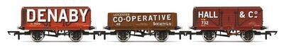 Hornby R60104 Triple Wagon Pack, Denaby Colliery, Leicester Co-Op & Hall & Co - Era 3