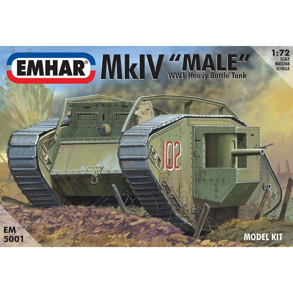 EMHAR No 5001 Mk IV 'Male' WWI Heavy Battle Tank 1:72 Scale Plastic Model Kit
