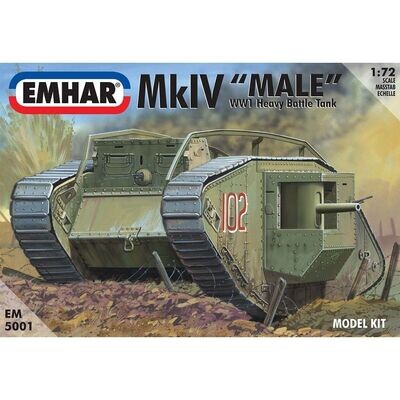 EMHAR No 5001 Mk IV 'Male' WWI Heavy Battle Tank 1:72 Scale Plastic Model Kit