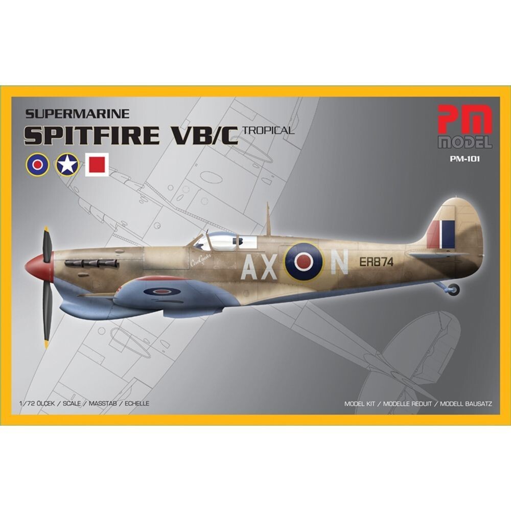 PM Model PM-101 Supermarine Spitfire VB/VC Tropical 1:72 Scale Plastic Model Kit