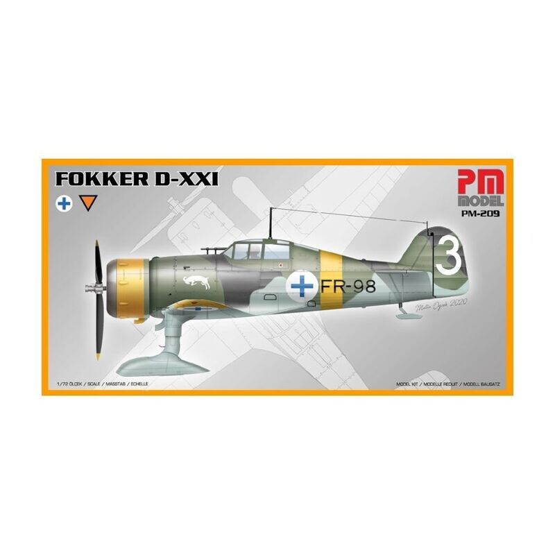 PM Model PM-209 Fokker D-XXI (FR-98) 1:72 Scale Plastic Model Kit