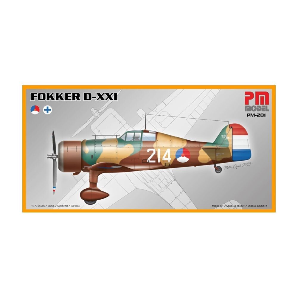 PM Model PM-201 Fokker D-XXI (White 214) 1:72 Scale Plastic Model Kit