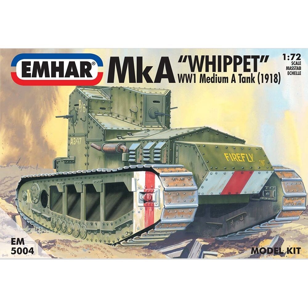 EMHAR No 5004 Mk A 'Whippet' WWI Medium Tank 1:72 Scale Plastic Model Kit