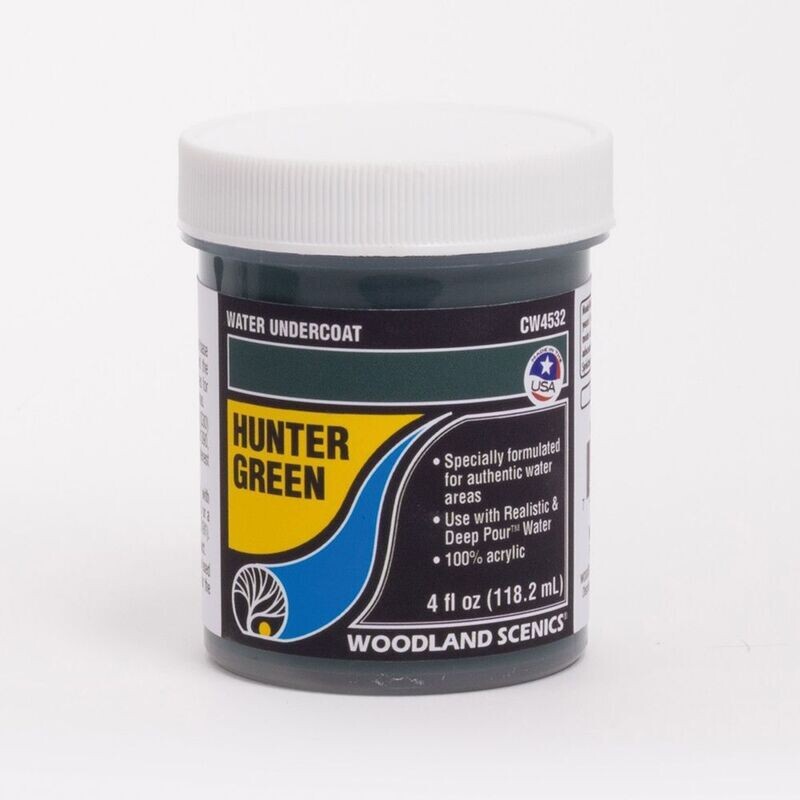 Woodland Scenics CW4532 Hunter Green Water Undercoat 4 fl oz (118.2 mL).