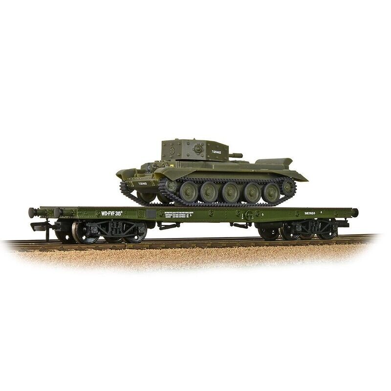 Bachmann 38-725 Warflat bogie flat wagon in WD Khaki drab livery with tank