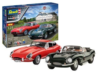 Revell 05667Jaguar E-Type & XK-SS Sports Cars 100th Anniversary Gift Set 1:24 Scale Plastic Model Kit