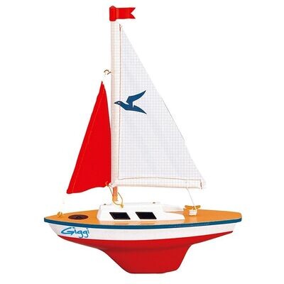 Günther Giggi Small Wooden Sailing Boat with Adjustable Mainsail