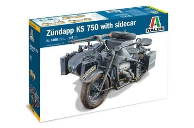 Italeri 7406- ZUNDAPP KS 750 with Sidecar 1:9 Scale Plastic Model Kit