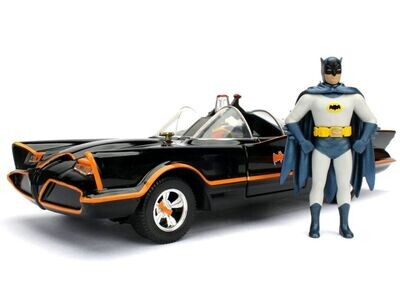 Jada 98259 DC Classic TV Series 1966 Batmobile with Batman & Robin Figure Black 1:24 Scale Diecast Model