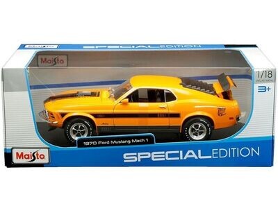 Maisto 31453 1970 Ford Mustang Mach 1 Orange & Black 1:18 Scale Diecast Model