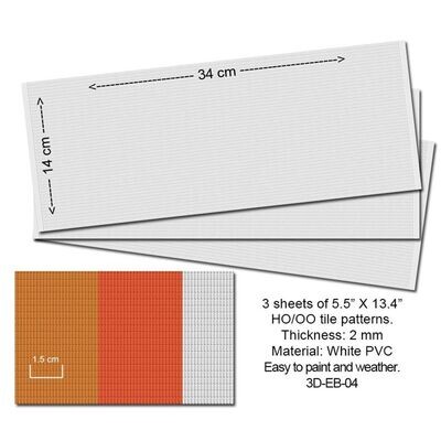 Proses Embossed PVC Sheets (Roof Tiles) 3 pcs OO/HO Scale P3D-EB-04