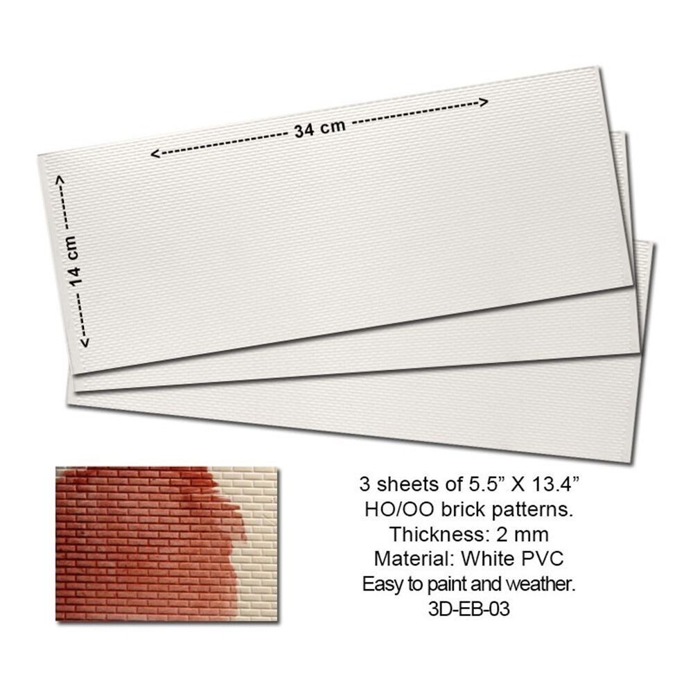 Proses Embossed PVC Sheets (Brick Pattern) 3 pcs OO/HO Scale P3D-EB-03