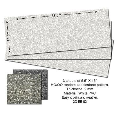 Proses Embossed PVC Sheets (Random Cobblestone) 3 pcs OO/HO Scale P3D-EB-02
