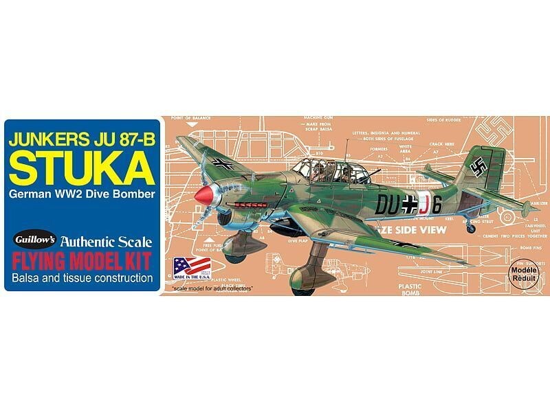 Guillows Junkers JU 87-B Stuka 1:30 Scale Balsa Model Kit G508