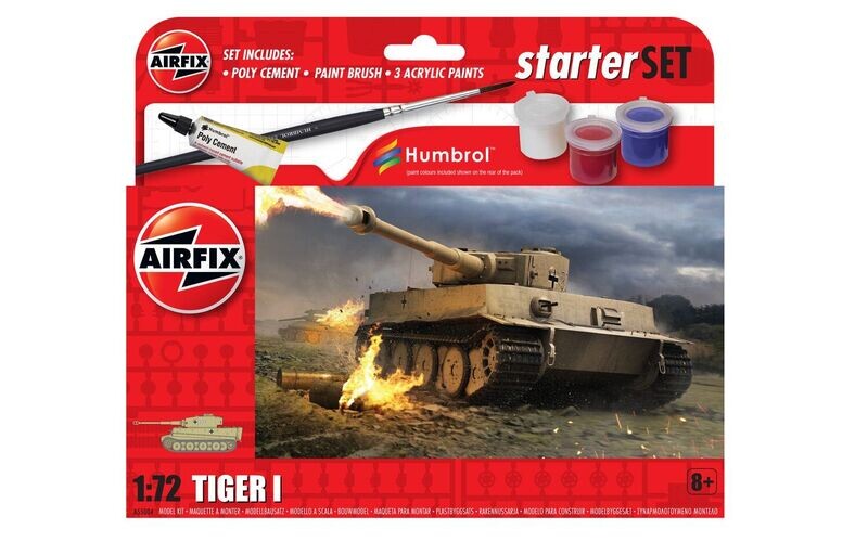 Airfix A55004 Starter Set -Tiger 1 1:72 Scale Plastic Model Kit