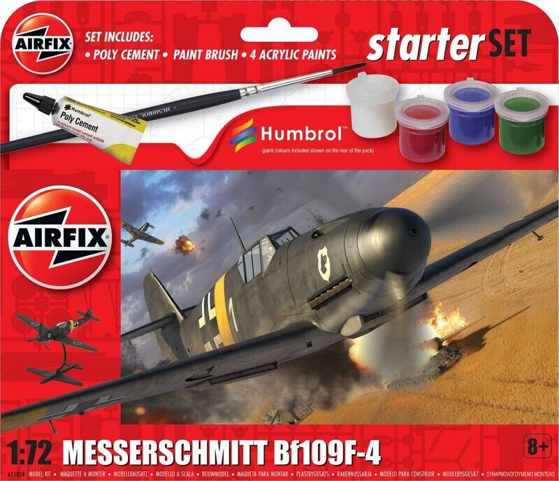 Airfix A55014 Starter Set - Messerschmitt Bf109F-4 1:72 Scale Plastic Model Kit