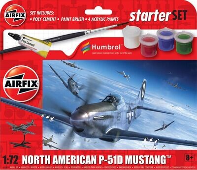 Airfix A55013 Starter Set - North American P-51D Mustang 1:72 Scale Plastic Model Kit