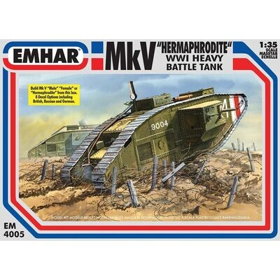 EMHAR No 4005 Mk V 'Hermaphrodite' WWI Heavy Battle Tank 1:35 Scale Plastic Model Kit