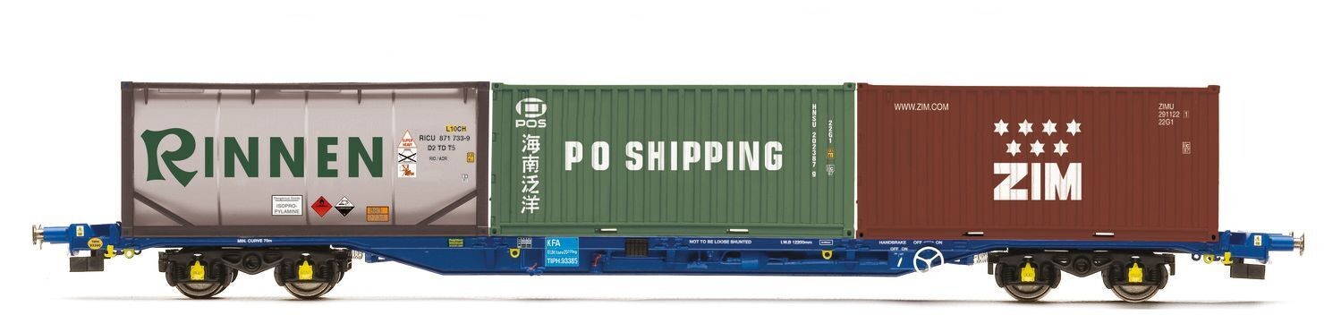 Hornby R60239 KFA Container Wagon with 2 x 20' Containers & 1 x 20' Tanktainer - Era 11