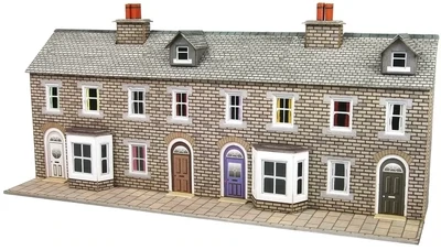 Metcalfe PN175 N Scale Low Relief Stone Terraced House Fronts Card Kit