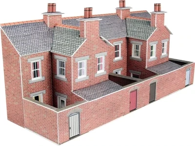 Metcalfe PN176 N Scale Low Relief Red Brick Terraced House Backs Card Kit