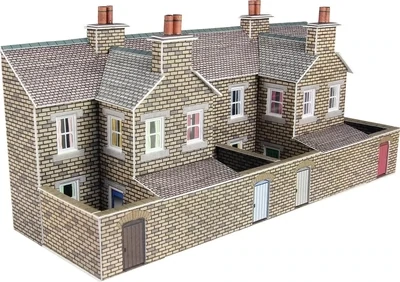 Metcalfe PN177 N Scale Low Relief Stone Terraced House Backs Card Kit