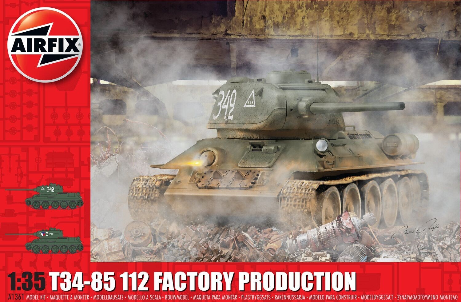 Airfix A1361 T34-85 112 Factory Production 1:35 Scale Plastic Model Kit