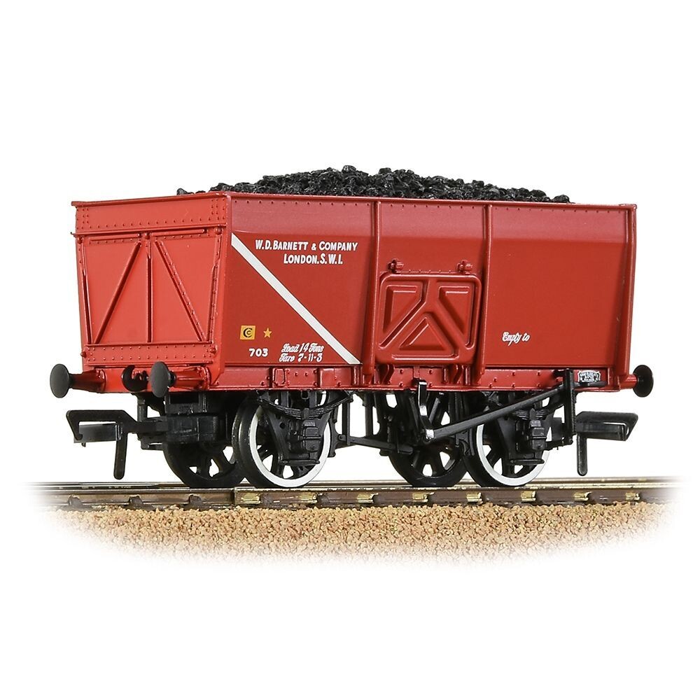 Bachmann 37-429 16T Steel Slope-Sided Mineral Wagon 'WD Barnett & Co.' Red [WL]